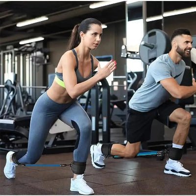 Élastique musculation couple salle de sport