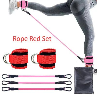 Élastique musculation rouge femme extension jambe 