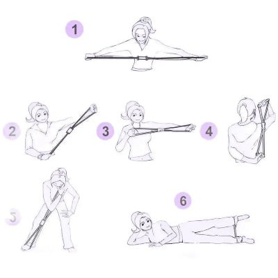 Élastique musculation image montre plusieurs exercices