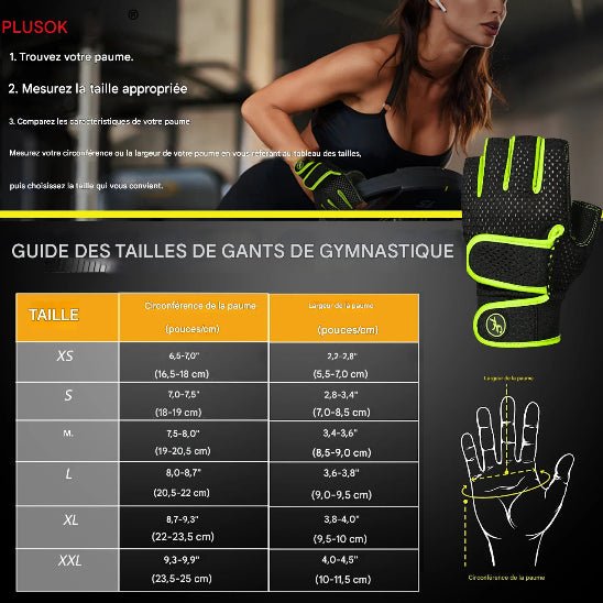 Gant musculation guide des tailles