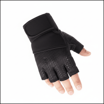 Gant musculation noir détail mesh respirant et paume antidérapante silicone