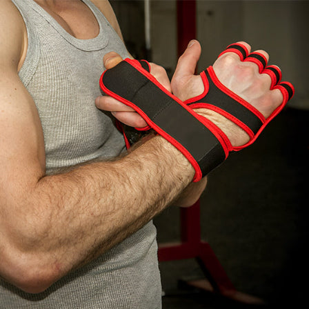 Gant musculation rouge avec support des poignets