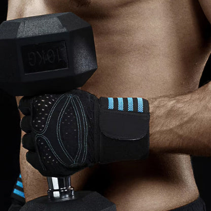 Gant pour musculation avec homme qui tient dumbell