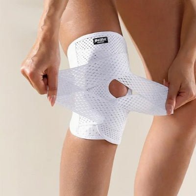 Genouillere sport blanche ouverture rotulienne