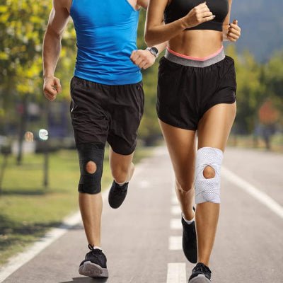 Genouillere sport noir couple jogging