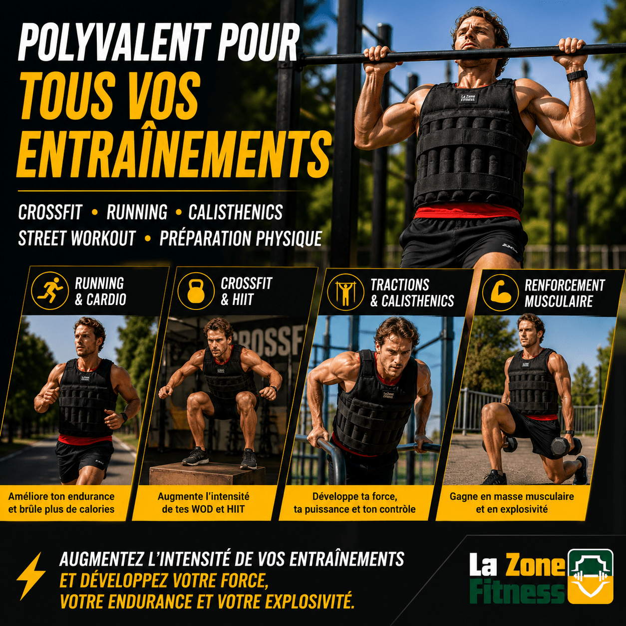 Gilet Lesté Ajustable CrossFit™ | Running, Hyrox et Street Workout - La Zone Fitness