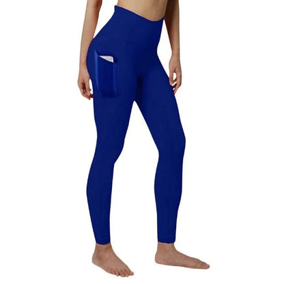 Legging femme couleur bleu poche lateral