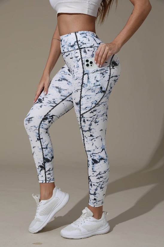 Legging femme sport blanc poche lateral