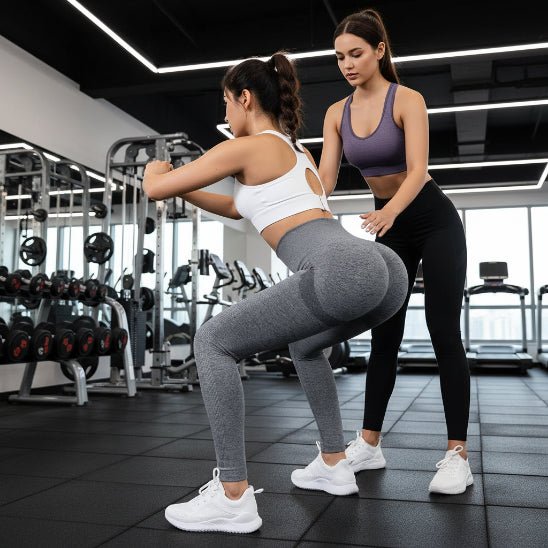 Legging gris femme fait squat gym