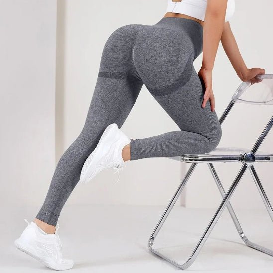 Legging gris femme un genoux chaise