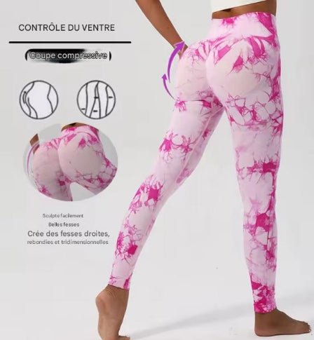 Legging sport femme rose controle ventre
