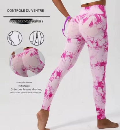 Legging sport femme rose controle ventre