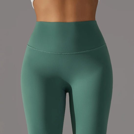 Legging sport femme vert taille haute