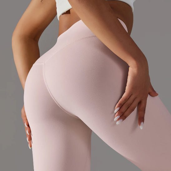 Legging sport femme rose taille haute