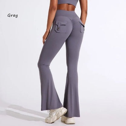 Gris legging sport femme poches arriere