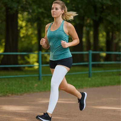 Manchon de compression blanc jambes