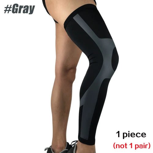 Manchon de compression jambe complete argent et noir