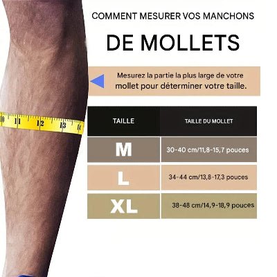 Manchon de compression mollet tableau mesure