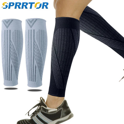 Manchon de compression mollet gris noir