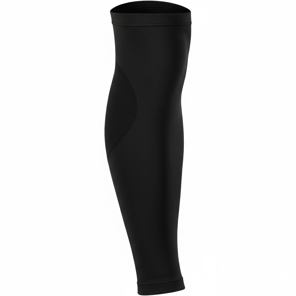 Manchon de compression mollet noir uni fond blanc