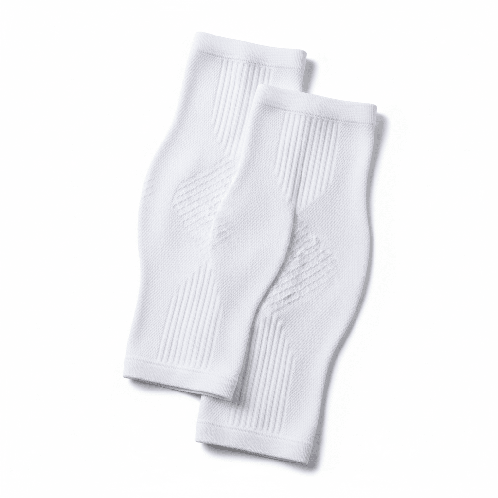 Manchon de compression mollet blanc paire fond blanc
