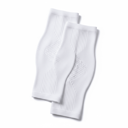 Manchon de compression mollet blanc paire fond blanc