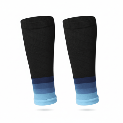 Manchon de compression mollet noir et bleu dégradé paire