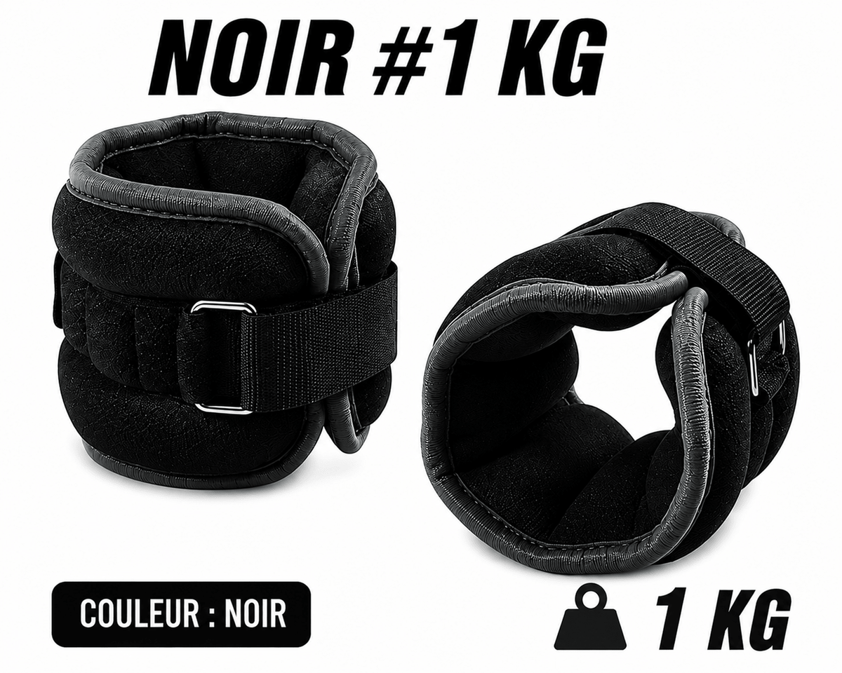 Poids de Cheville et Poignet 0,5 kg ou 1 kg – Paire Ajustable Fitness & Marche - La Zone Fitness