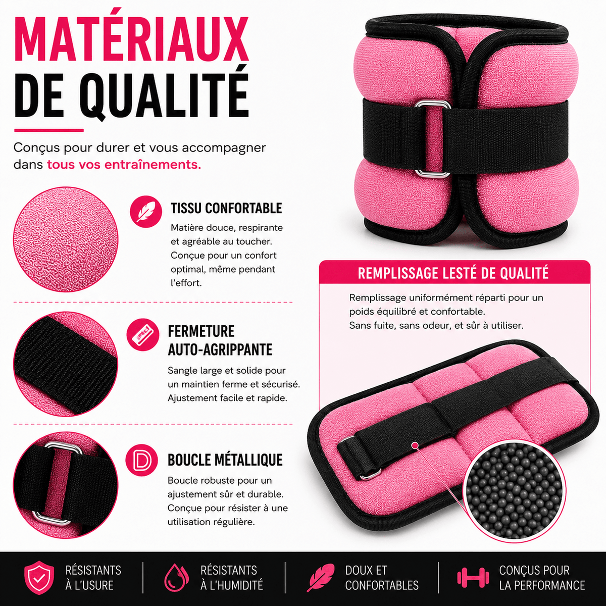 Poids de Cheville et Poignet 0,5 kg ou 1 kg – Paire Ajustable Fitness & Marche - La Zone Fitness