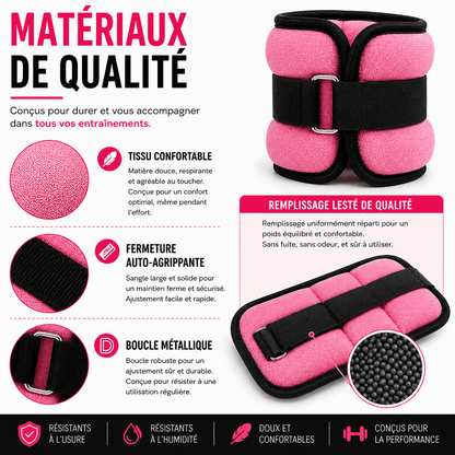 Poids de Cheville et Poignet 0,5 kg ou 1 kg – Paire Ajustable Fitness & Marche - La Zone Fitness