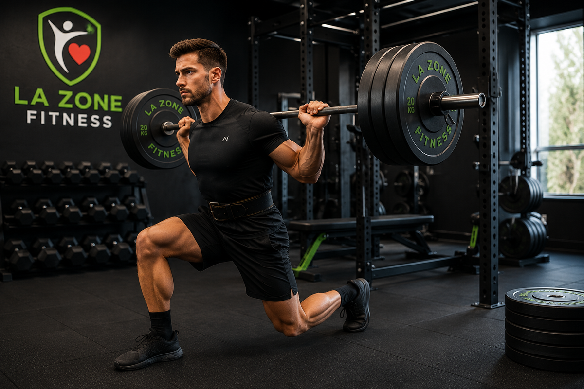Fentes avec barre pour progresser en force et en musculation
