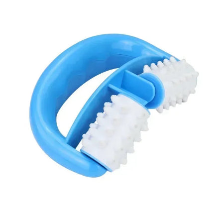 Rouleau de massage bleu sur fond image blanc