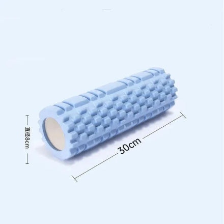 Rouleau de massage bleu pour yoga ou pilates dimensions trente par huit centemetres