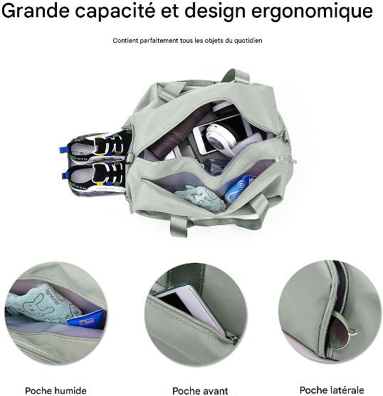Sac de sport vert multiples poches