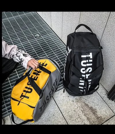 Grand sac de sport jaune noir