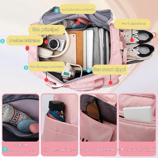 Sac de sport multi poches zippe