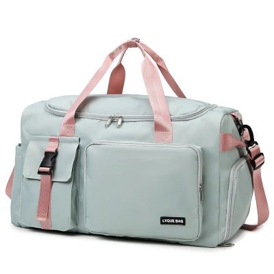 Sac de sport vert poignee rose
