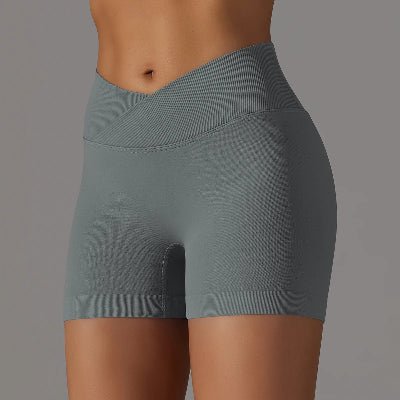 Short de sport femme gris vue de cote