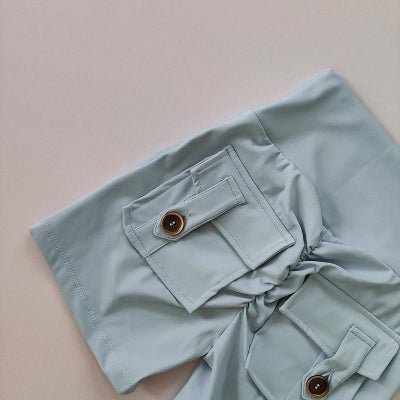 Short de sport femme bleu vue arriere