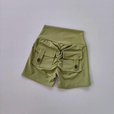 Short de sport femme vert vue arriere