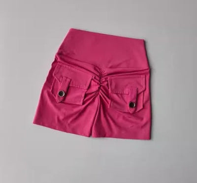 Short de sport femme rose poches arriere