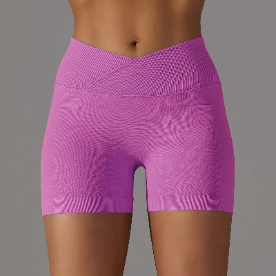 Short de sport femme rose taille v