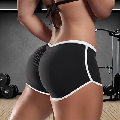 Short de sport noir ligne blanche femme gym