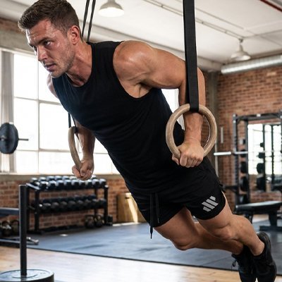Short de sport homme Ultra-respirant mi-cuisse noir homme anneaux gymnastique crossfit salle de sport mur brique