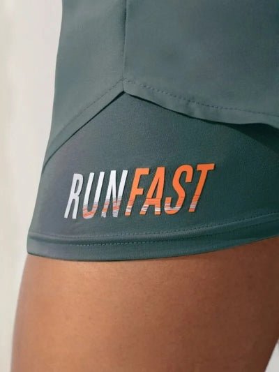 Short de sport vert logo runfast