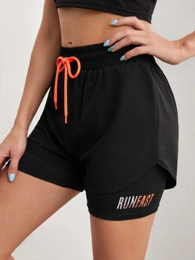 Short de sport noir vue gauche logo runfast