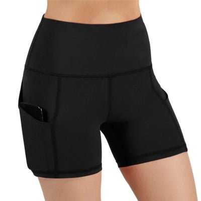 Short de sport noir femme de cote