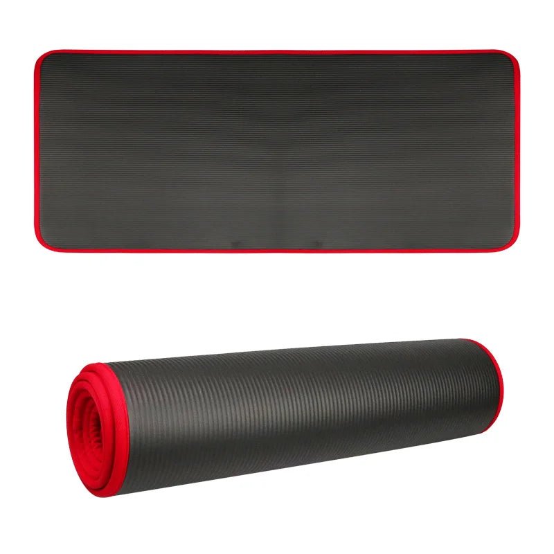 Tapis de gym Confort Pro 10mm noir, vue de face, surface antidérapante
