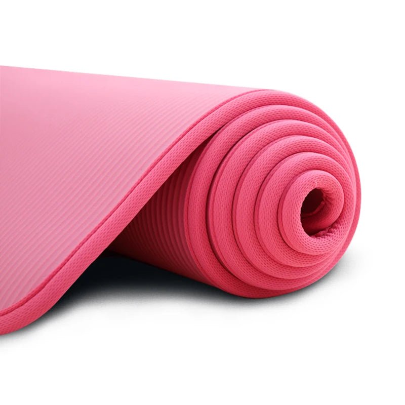 Tapis de gym Confort Pro 10mm rose, détail de la texture et de l'épaisseur
